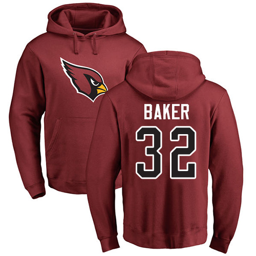 Arizona Cardinals Men Maroon Budda Baker Name And Number Logo NFL Football 32 Pullover Hoodie Sweatshirts